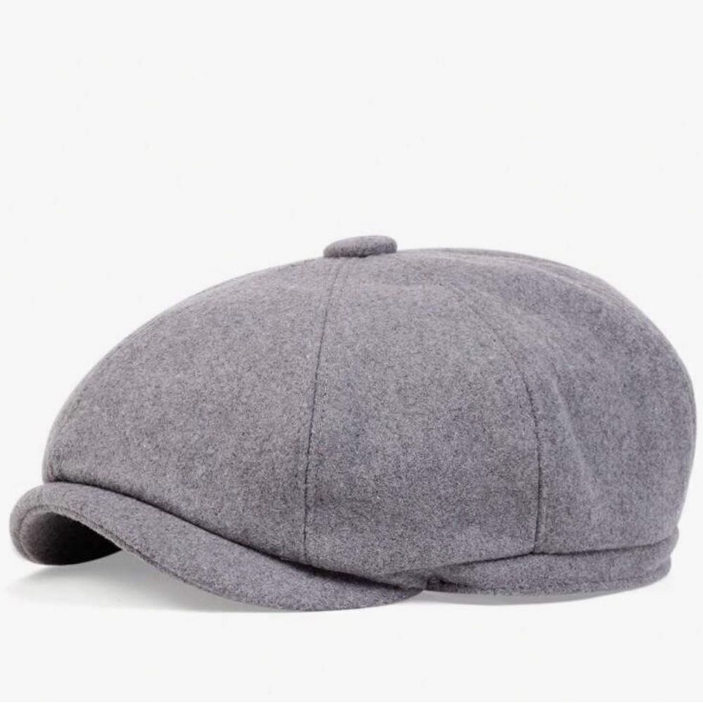 Classic Grey Wool Newsboy Cap